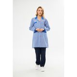 Mervem Iş Önlüğü Bayan Pötikareli - Mavi - Beyaz - 2XL