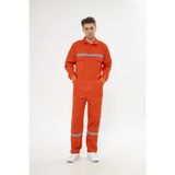 Mervem Orange Safety Bütün İş Tulumu Turuncu 16/12 Gabardin %100 Pamuk Reflektörlü