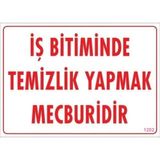 Mervem Pvc Levha "İş Bitiminde Temizlik Yapmak Mecburidir" 25*35 cm
