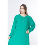 mervemoda KADIN BÜYÜK BEDEN PAMUKLU KUMAŞ UZUN KOL YAZLIK DOKUMA ELBİSE