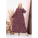 mervemoda KADIN BÜYÜK BEDEN UZUN KOL DOKUMA PAMUKLU ANNE ELBİSE