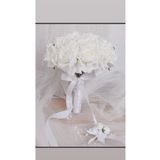 Merveparti İncili Gül gelin çiçeği ,gelin buketi yaka ciceği