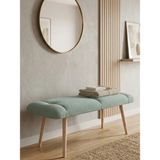 Mervish Decor Ahşap Ayaklı Bench Puf Bank 80X40 cm – Antre Pufu, Yatak Ucu Pufu, Salon ve Mutfak Oturma Bankı, Coco Kumaş - 80 x 40 cm - Yeşil