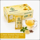 Mervmix Limonlu Bitkisel Diyet Çay -Yeşil Çay, Mate ve Kiraz Sapı Ekstraktlı Bitkisel Çay – 30 Saşe - 1