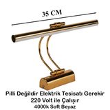 Merwish 35 Cm Elektrikli 4000k Soft Beyaz Enerji Tasarruflu Flüt Led Aplik Banyo Tablo Çalışma Masası Duvar Sanat Eseri Ayna Dekoratif ve Modern Aydınlatma Gümüş (Krom) Renk (Gold)