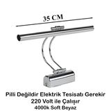 Merwish 35 Cm Elektrikli 4000k Soft Beyaz Enerji Tasarruflu Flüt Led Aplik Banyo Tablo Çalışma Masası Duvar Sanat Eseri Ayna Dekoratif ve Modern Aydınlatma Gümüş (Krom) Renk (Gümüş)