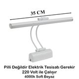 Merwish 35 Cm Elektrikli 4000k Soft Beyaz Enerji Tasarruflu Flüt Led Aplik Banyo Tablo Çalışma Masası Duvar Sanat Eseri Ayna Dekoratif ve Modern Aydınlatma Renk (Beyaz)