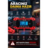 Merwish Akıllı Dijital Akü Şarj Cihazı 12V 10A, 2Ah-200Ah Akü Uyumlu, LCD Ekranlı, Pulse Repair, Kış Yaz Modu, AGM LiFePO4 Otomobil Motosiklet Akü Şarj Aleti – SWT-1880 - SWT-1880 10 AMPER