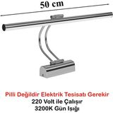 Merwish Flüt LED Aplik 50 cm 3200K Gün Işığı | Modern Duvar Aydınlatma | Enerji Tasarruflu Banyo, Tablo ve Çalışma Masası Lambası (Krom)