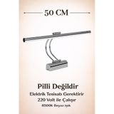 Merwish Flüt Led Aplik 50 Cm Duvar Aydınlatma 4000k Doğal Beyaz Işık Kablo Bağlantılı 220v Modern Tasarım Krom