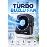 Merwish Masaüstü Turbo Buzlu Fan 5 Kademeli Hız Ayarlı Metal Soğutma Bloklu 4000 Mah Şarjlı Sessiz Mini Vantilatör 180° Ayarlanabilir USB Type-C