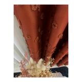 MERYKAR HOME COLLECTİON Keten Dokulu Ponponlu Kiremit Rengi Pano Fon Perde Lüks -Yan Braçol Hediyeli TEK KANAT 1/3 Sık Pileli
