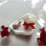 Merz Design Decor Dekoratif Bulut Tabak, Mini Beton Saksıda Soya Wax Gül Mum Buketi ve Cam Fanusta Çakmak Kağıtlı Kibrit - 1 Adet