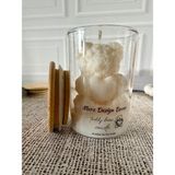 Merz Design Decor Kalpli Ayıcık Teddy Bear Candle %100 Doğal Vegan Soya Wax Kapaklı Kavanoz Mum - Beyaz