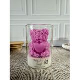Merz Design Decor Kalpli Ayıcık Teddy Bear Candle %100 Doğal Vegan Soya Wax Kapaklı Kavanoz Mum - Pembe