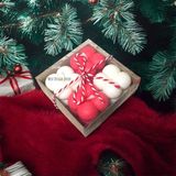 Merz Design Decor Kraft Kutuda Yılbaşı Yeni Yıl Noel Için 4 Lü Mini Hediyelik Bubble %100 Doğal Soya Wax Mum Set - Kırmızı