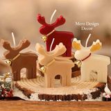 Merz Design Decor Yılbaşı Ren Geyiği % 100 Doğal Vegan Soya Wax Mum - Açık Kahverengi