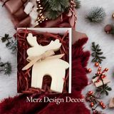 Merz Design Decor Yılbaşı Ren Geyiği % 100 Doğal Vegan Soya Wax Mum - Beyaz