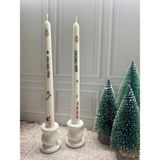 Merz Design Decor Yılbaşı Temalı 2 Adet %100 Soya Wax Mum ve Dekoratif Şamdan Mumluk (Desenler Değişkenlik Göstermektedir) - Beyaz