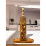 Mes Reves Altın Yaldız Detaylı Antik Antik Eskitme El Yapımı Yağdanlık, Sosluk, Sirkelik, Mutfak Tasarımı, Ev Dekorasyonu - Rose Gold - 750 ml