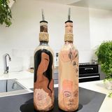 Mes Reves Design Soyut Kadın ve Bohem Desenli Özel Tasarım Yağdanlık-Sirkelik Sosluk Seti- Ev ve Mutfak Dekoru - Sütlü Kahve