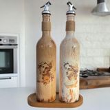 Mes Reves Design Sunum Stantlı Antik Yunan Figürlü Özel Tasarım Yağdanlık-Sirkelik Sosluk Seti Ev-Mutfak Dekoru - Bej