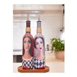 Mes Reves El Yapımı Ekoseli Kadın 750 ml Zeytinyağı Sıvıyağ Şişesi Yağdanlık Yağlık Sirkelik Sosluk 2'li Set