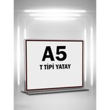 Mesaglass T Tipi A5 Pleksi Föylük Broşürlük-Yatay A5 Föylük-10 Lu Paket