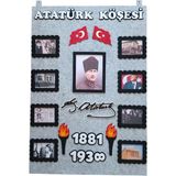 Meşaleli, Imzalı ve Resimli Atatürk Köşesi Panosu Keçe Gri Zeminli