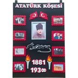Meşaleli, Imzalı ve Resimli Atatürk Köşesi Panosu Keçe Siyah Zeminli