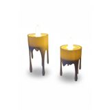 Mescolare Eriyen Mum Görünümlü Pilli Tealight Mumluk Seti (2 Adet-Mumlar dahil)-Hediyelik 3D MSCLR000068