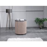 Meşe Home Marvel Tezgahlı Depolama Alanlı Tekerlekli Mavi Nubuk Kumaş Puf - Bench Çalışma Masası 66x66 cm