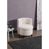Meşe Home Melina Kapitoneli Silinebilir Kumaş Konforlu Modern Tasarım Renk Seçenekli Sırtlı/sırtsız Puf / Tekli Sandalye - Kırık Beyaz
