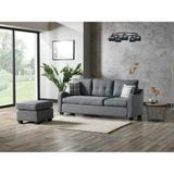 Meşe Home Plus Kılıflı Torba Yaylı Keten Kumaş Fonksiyonel Çift Yönlü Köşe Takımı Gri