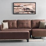 Meşe Home Puzzle Kılıflı Süngerli Nubuk Kumaş Kahve Plastik Ayak Köşe Koltuk Takımı Puf 140x230 cm