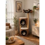 Meşe Home Terra Çok Katlı Kedi Evi – Tırmalama Direkli Modern Kedi Yuvası - Jüt Hasırlı - Oyun Alanlı - Turuncu - Krem