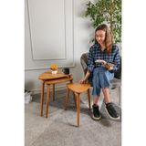 Meşe Masif Doğal Ahşap Zigon Sehpa 3'lü Set, Modern Masif Yan Sehpa