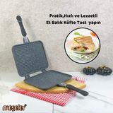 Meşeler Ocak Üstü Granit Döküm El Tost ve Çok Amaçlı Grill Tava 26 cm - 20X26 CM