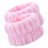 Meşeli Tekstil 2 Adet Süper Soft Havlu Bilek Yıkama Bandı Sporcu Spa Bileklik - Pembe - Pembe - Pembe