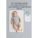 Meşeli Tekstil Bebek Alt Açma Örtüsü | Sıvı Geçirmez Yıkanabilir | Mama Önlüğü Hediyeli - Beyaz
