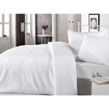 Meşeli Tekstil Çift Kişilik Otel Çarşafı 83 Tel Pamuk Saten Çizgili 240X280 - 240 X 280 - Beyaz