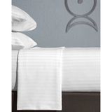 Meşeli Tekstil Lastikli Çift Kişilik 83 Tel Pamuk Saten Çizgili Lüks Otel Çarşafı 160X200 - Beyaz