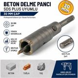Meşem MSM30 Sds Plus Adaptörlü 30 mm Beton Duvar Delme Matkap Ucu 30 mm