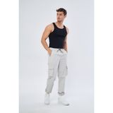 Mesfeno Clothing Mesfeno Erkek Pantalon, Likralı Esnek Paraşüt Kumaş, Kargo Cep Detaylı, Regular Kesim, Paçası ve Beli Lastikli Ayarlanabilir Ip Lastikli - Taş Rengi
