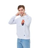 Mesfeno Erkek Baskılı Beyaz Kapüşonlu Sweatshirt (BEYAZ, XXL)