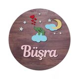 Meşgalem Kırmızı Kalpler Çıkaran Bulut Üstünde Fil Temalı Kişiye Özel Kapı Süsü