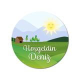 Meşgalem Yeşil Köy ve Güneş Temalı Kişiye Özel Kapı Süsü