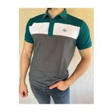 Mesh %100 Pamuk Erkek Polo Yaka Antrasit T-shirt, Renkli Çizgili Yaka Kısa Kollu Parçalı Nakışlı Model