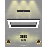 Mesita (Siyah Kasa, Sarı Işık) Ledli Modern Sarkıt Linear LED Avize Salon Mutfak Oturma Odası Yatak Odası Antre Hol LED Dikdörtgen