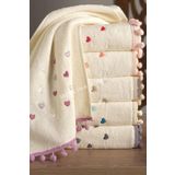 Meslina Home Ponponlu 6 Lı Nakışlı Havlu Seti Mutfak Havlusu 30x50 Cm